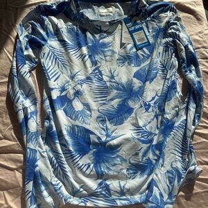 Surf Style Blue and White Sun Protection Shirt (Rashguard)